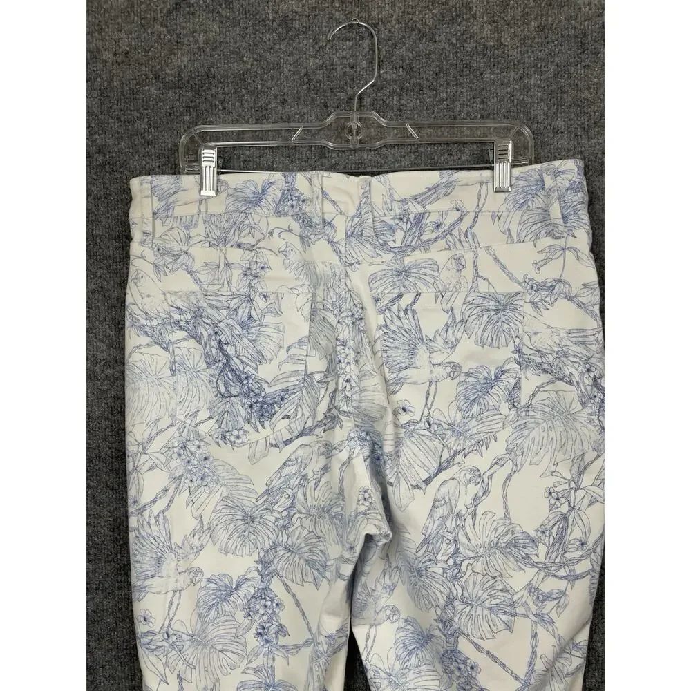 Tommy Bahama Pants 14X28 Boracay Beach White High Rise Ankle Tropical Print‎